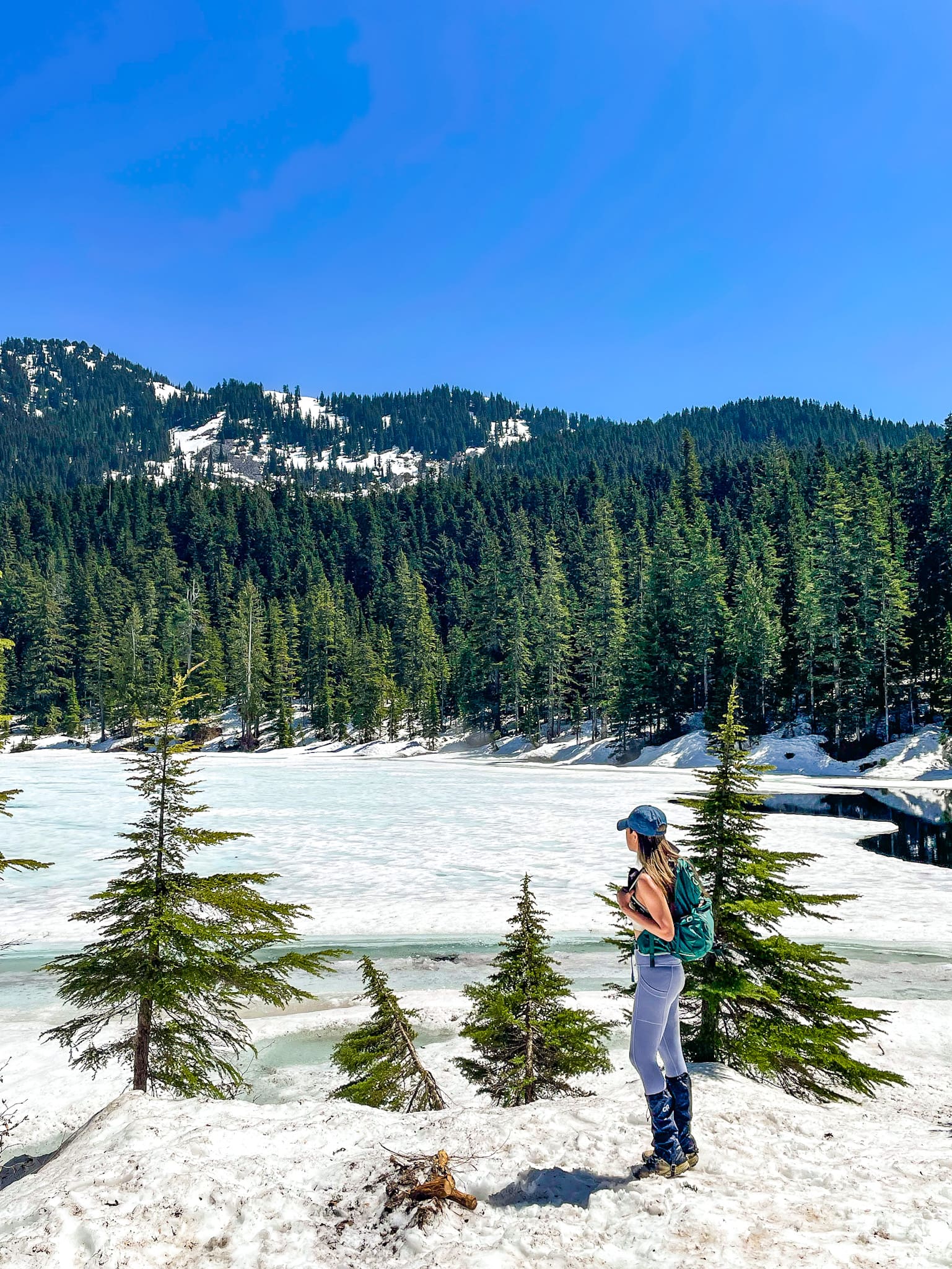 olallie lake with snow